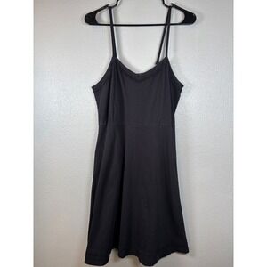 Faded Glory Womens Large Black Smocked Bodice Camisole Dress‎ Knee Length